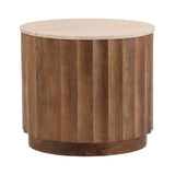 Hobbes Travertine End Table Brown